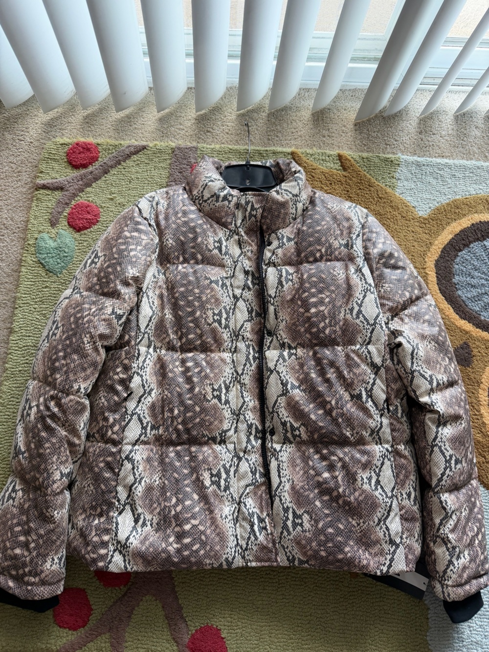 Marc New York Brown Snake-Print Puffer Jacket